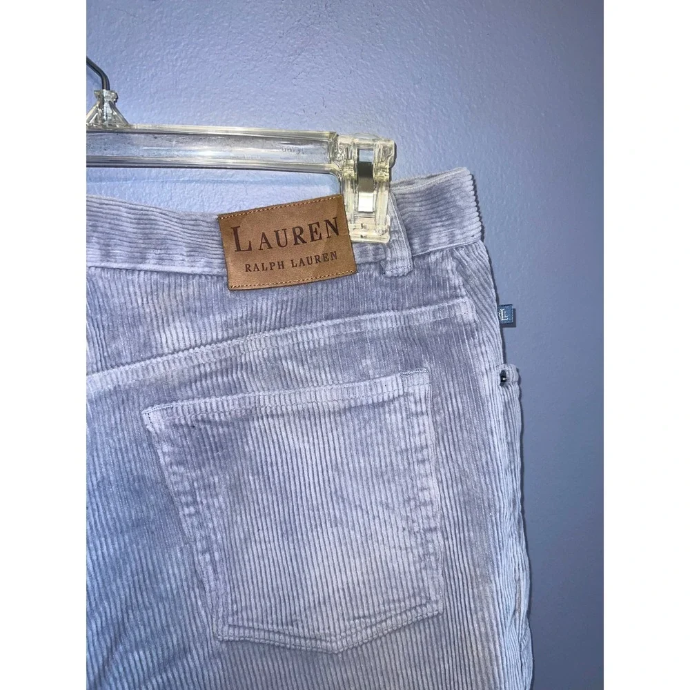 Women's Lauren Ralph Lauren Light Blue Velour Corduroy Pants SZ 14‎ ALTERED